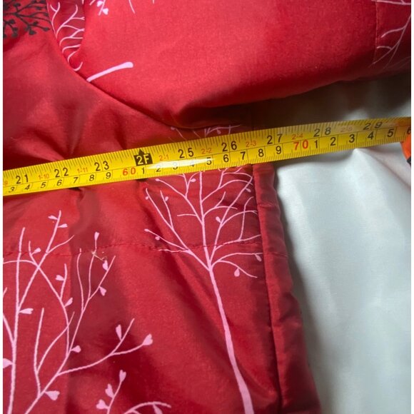 Womens Red Jacket 1X Nylon & Polyester Tree Print Full Metal Zip - Picture 5 of 9